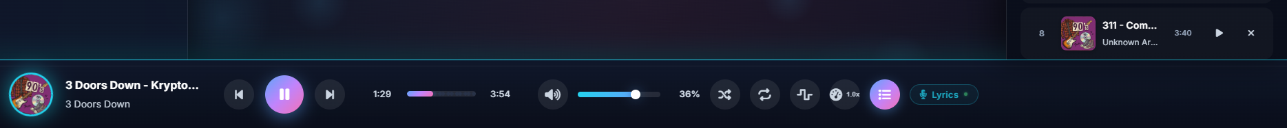 LidaMixPlay — Player Bar
